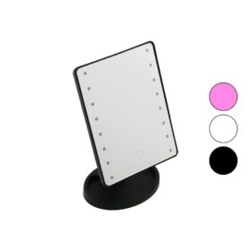 16 LEDLİ - PİLLİ  MAKYAJ AYNASI 360 DERECE DÖNEBİLEN TAKILIK SEPETLİ AYAK RENKLİ PLS. 16.5X21.5CM (K0)