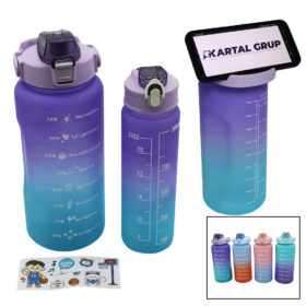 2 ADET  2LT + 900ML PİPETLİ RENKLİ SULUK MATARA KİLİTLİ KAPAKLI - TELEFONLUKLU (K0)