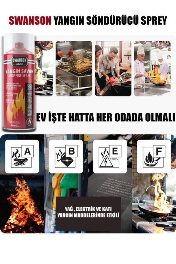 2 ADET YANGIN SÖNDÜRÜCÜ - YANGIN SAVAR SPREY 500ML + 500 ML  EV - OFİS - OTO ARAÇ   ATEŞ BOĞUCU KÖPÜK TABAKA OLUŞTURUR (K0) - Görsel 2