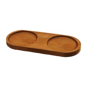 2 BÖLMELİ - OVAL   KOYU RENK=KAHVERENGİ  AHŞAP YAĞDANLIK ALTLIK  27X12.5CM (K0)