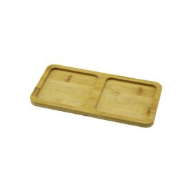 2 BÖLMELİ   DİKDÖRTGEN  AHŞAP BAMBU YAĞDANLIK ALTLIK  MİNİ TEPSİ   20X10X0.8CM (K0)