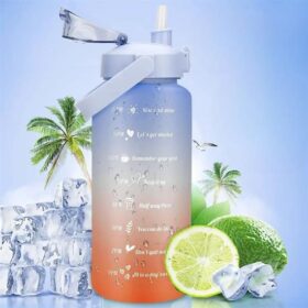 2 Litre Motivasyon Su Şişesi Sızdırmaz Dayanıklı Kapaklı Şık Tasarımlı Renkli Su Matarası 3d ve 2d Sticker Hediyeli (K0)