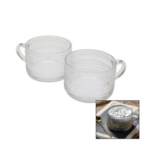 2 PARÇA 410ML ARON TRANSPARENT KULPLU CAM KASE BARDAK (K0)