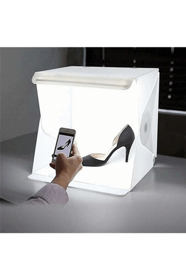20 X 20 Cm Profesyonel Stüdyo Led Işıklı Çift Sıra Ürün Fotoğraf Çekim Çadırı - Görsel 2