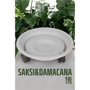 Turk Tekerlekli Saksı Altığı 37 CM BEYAZ