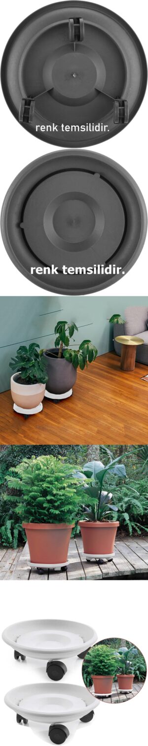 Turk Tekerlekli Saksı Altığı 37 CM BEYAZ