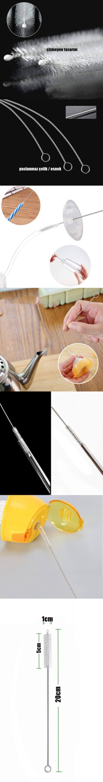 Turk 2 Adet Pipet Emzik Çaydanlık Temizleyici Fırça - Görsel 2