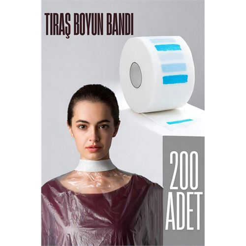 Turk Kuaför Tıraş Boyun Bandı - Berber Boyun Bandı Tek Kullanımlık Boyun Bandı 200 Adet