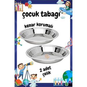 Turk Çocuk Tabağı Güvenli Kenarlı Çelik 2 Adet 21 cm