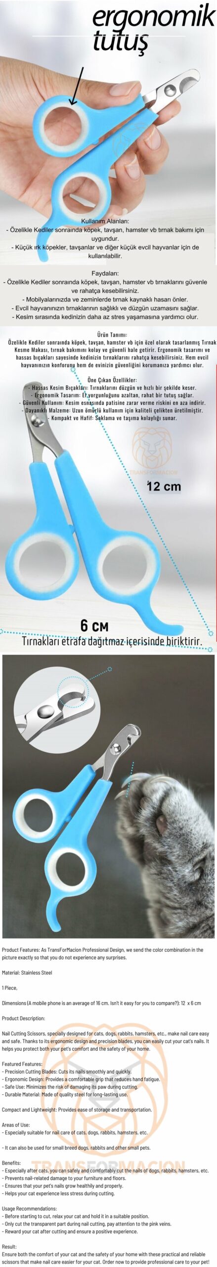 Turk Kedi Tırnak Makası Evcil Hayvan Köpek Tavşan Tırnak Makası - Görsel 2