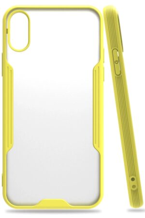 iPhone X Kılıf Platin Silikon - Sarı-(5796)