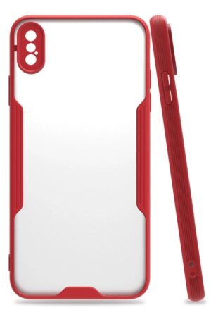 iPhone XS Max Kılıf Platin Silikon - Kırmızı-(5796)