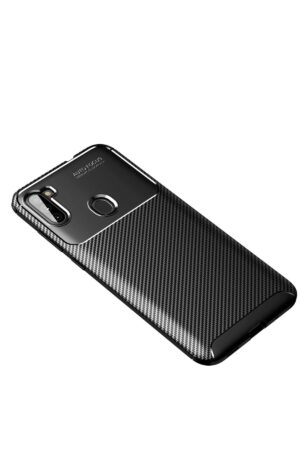 Samsung Galaxy A11 Kılıf Auto Focus Karbon Kapak - Siyah-(5796)