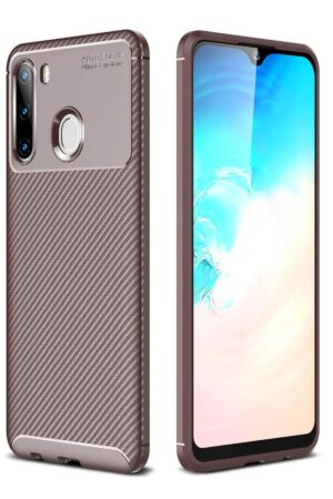 Samsung Galaxy A21 Kılıf Auto Focus Karbon Kapak - Kahverengi-(5796)