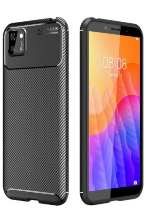 Huawei Y5P Kılıf Auto Focus Karbon Kapak - Siyah-(5796)