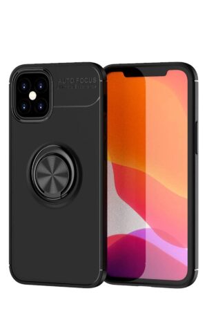 iPhone 12 Mini Kılıf Range Yüzüklü Silikon - Siyah-(5796)