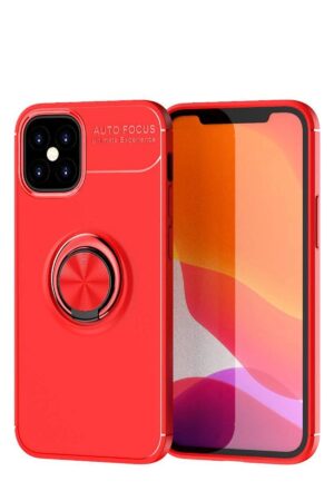 iPhone 12 Mini Kılıf Range Yüzüklü Silikon - Kırmızı-(5796)