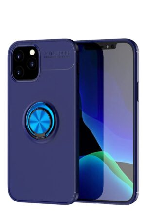 iPhone 12 Kılıf Range Yüzüklü Silikon - Mavi-(5796)