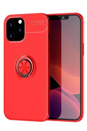 iPhone 12 Pro Max Kılıf Range Yüzüklü Silikon - Kırmızı-(5796)