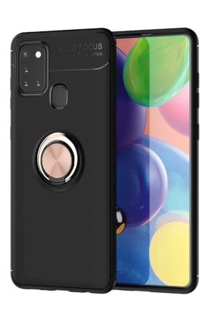 Samsung Galaxy M31 Kılıf Range Yüzüklü Silikon - Siyah-Gold-(5796)