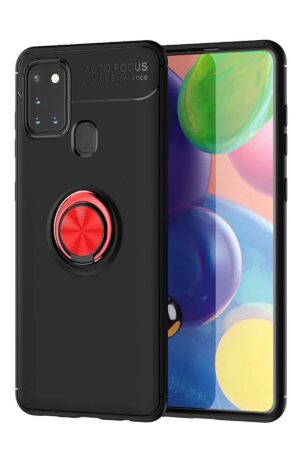Samsung Galaxy M31 Kılıf Range Yüzüklü Silikon - Siyah-Kırmızı-(5796)