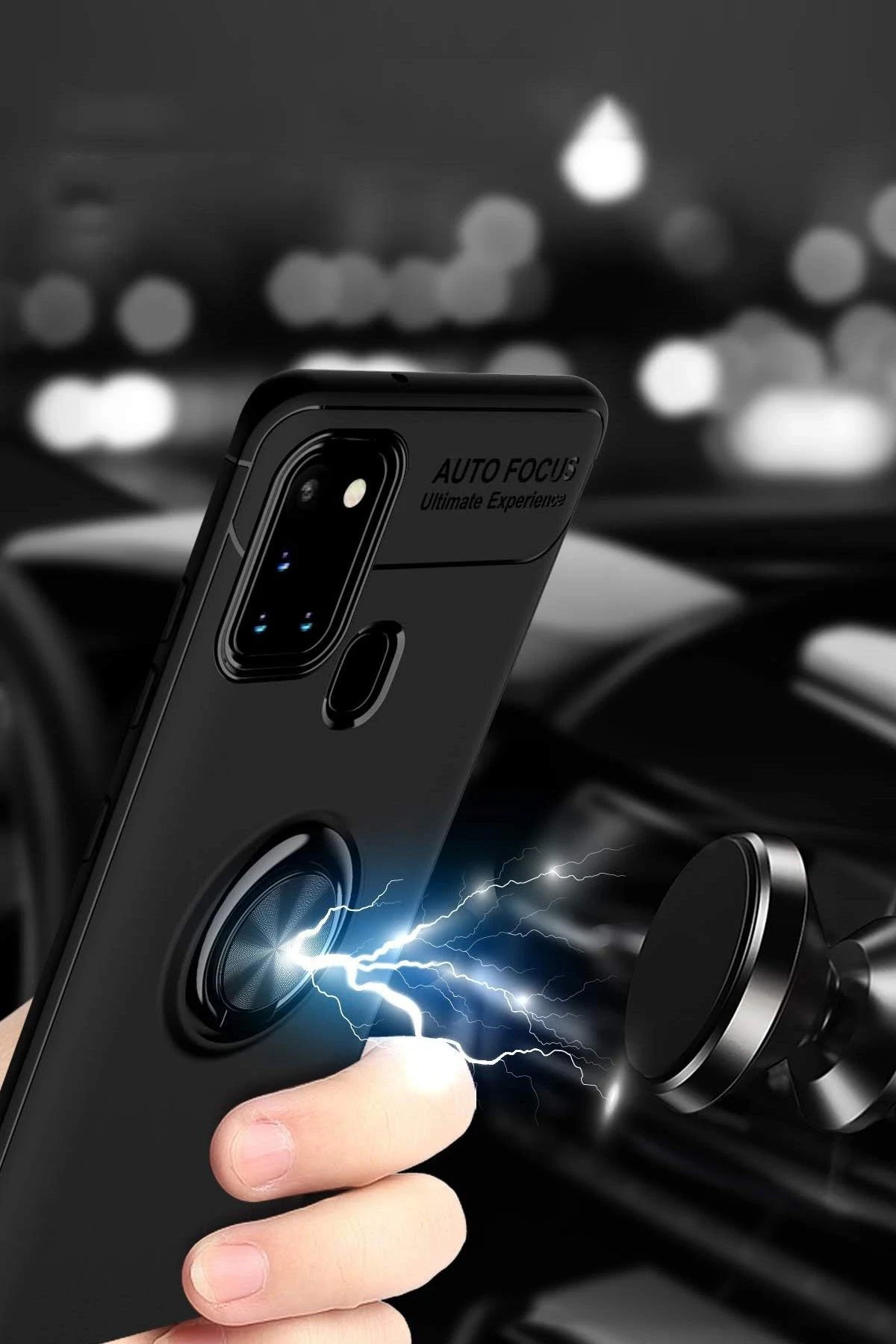 Samsung Galaxy M31 Kılıf Range Yüzüklü Silikon - Siyah-Kırmızı-(5796) - Görsel 5