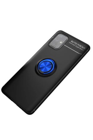 Samsung Galaxy M31S Kılıf Range Yüzüklü Silikon - Siyah-Mavi-(5796)