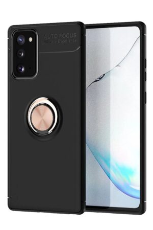 Samsung Galaxy Note 20 Kılıf Range Yüzüklü Silikon - Siyah-Gold-(5796)