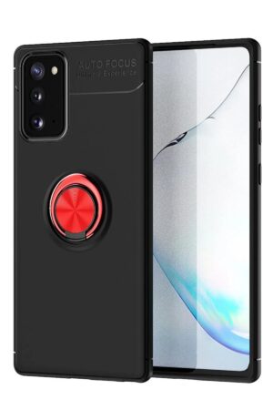 Samsung Galaxy Note 20 Kılıf Range Yüzüklü Silikon - Siyah-Kırmızı-(5796)