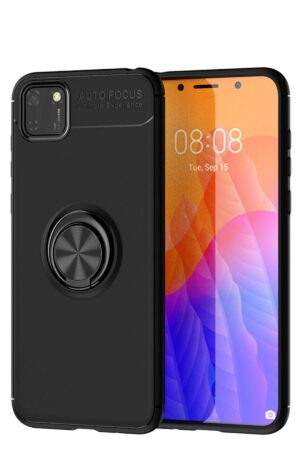 Huawei Y5P Kılıf Range Yüzüklü Silikon - Siyah-(5796)