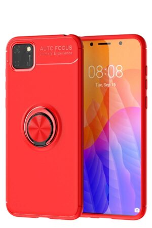 Huawei Y5P Kılıf Range Yüzüklü Silikon - Kırmızı-(5796)
