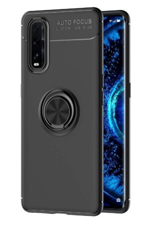 Oppo Find X2 Kılıf Range Yüzüklü Silikon - Siyah-(5796)