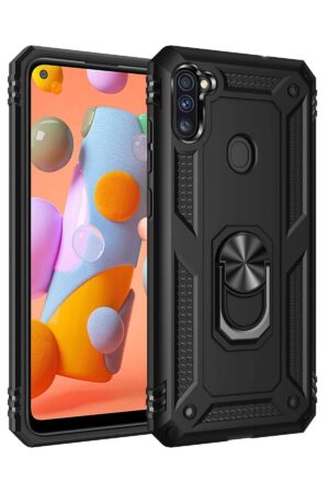 Samsung Galaxy A11 Kılıf Sofya Yüzüklü Silikon Kapak - Siyah-(5796)