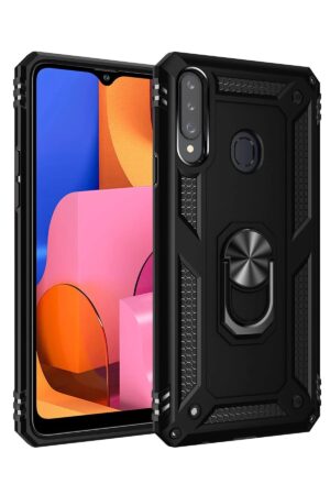 Samsung Galaxy A20S Kılıf Sofya Yüzüklü Silikon Kapak - Siyah-(5796)