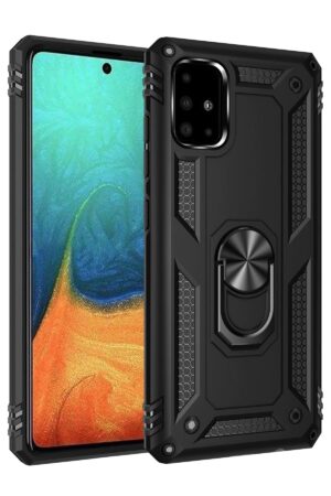 Samsung Galaxy A71 Kılıf Sofya Yüzüklü Silikon Kapak - Siyah-(5796)