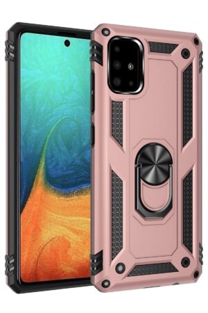 Samsung Galaxy A71 Kılıf Sofya Yüzüklü Silikon Kapak - Rose-(5796)