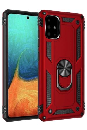 Samsung Galaxy A71 Kılıf Sofya Yüzüklü Silikon Kapak - Kırmızı-(5796)