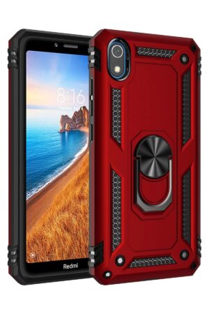 Xiaomi Redmi 7A Kılıf Sofya Yüzüklü Silikon Kapak - Kırmızı-(5796)