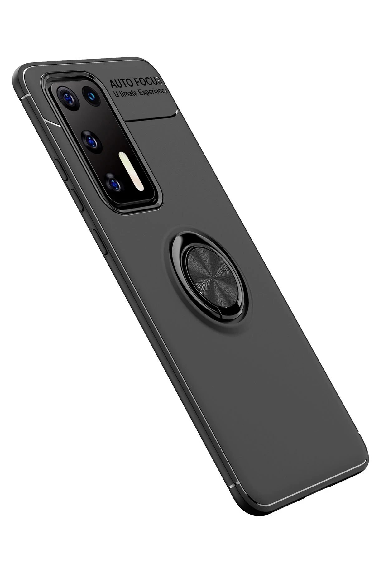 Huawei P40 Kılıf Range Yüzüklü Silikon - Siyah-(5796) - Görsel 2