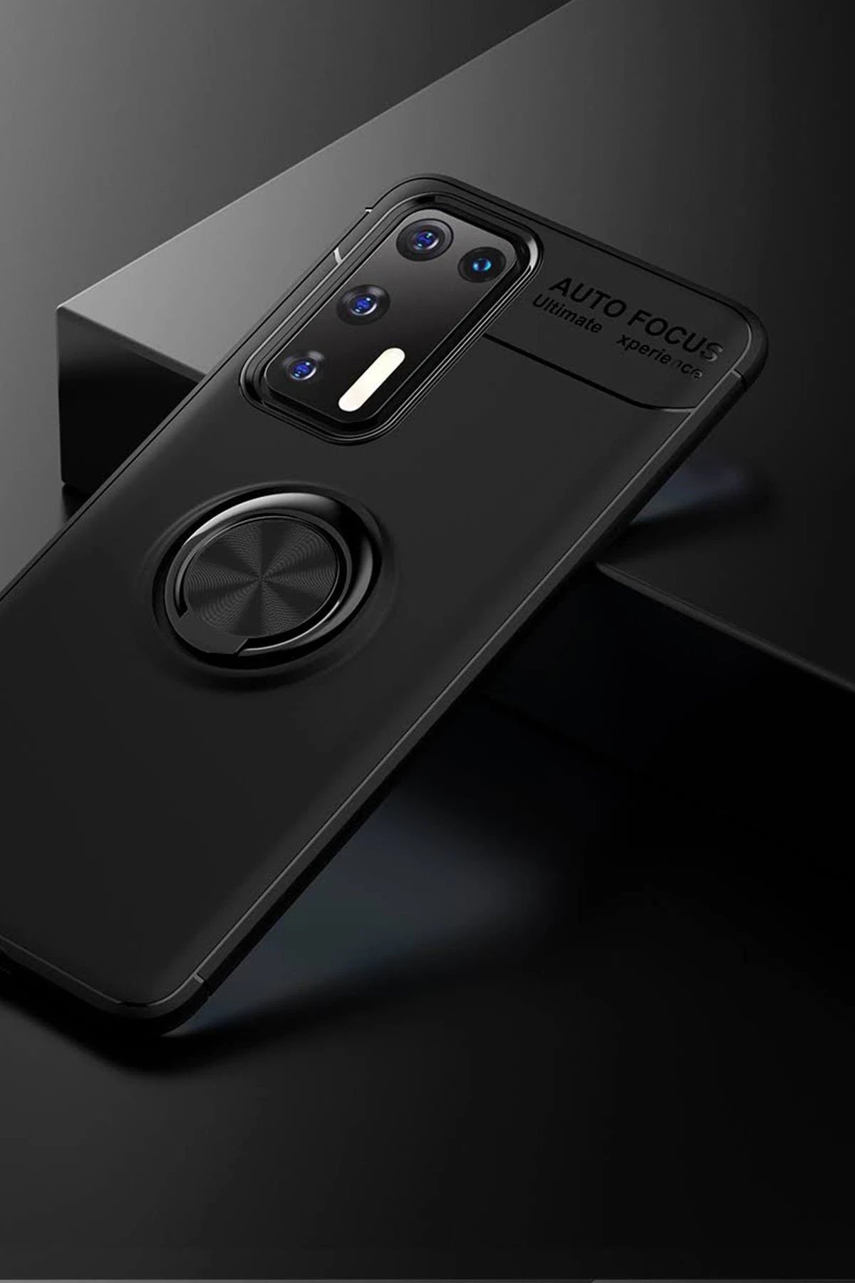 Huawei P40 Kılıf Range Yüzüklü Silikon - Siyah-(5796) - Görsel 3