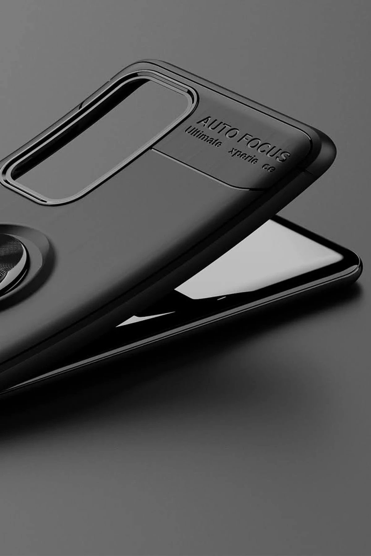 Huawei P40 Kılıf Range Yüzüklü Silikon - Siyah-(5796) - Görsel 4