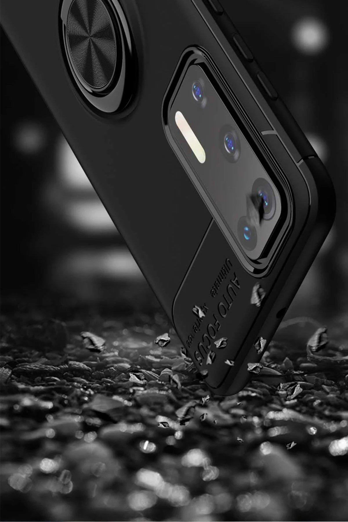 Huawei P40 Kılıf Range Yüzüklü Silikon - Siyah-(5796) - Görsel 5