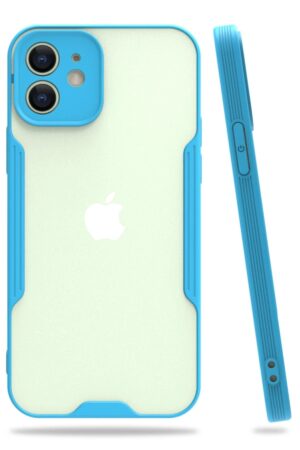 iPhone 12 Kılıf Platin Silikon - Mavi-(5796)