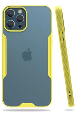 iPhone 12 Pro Max Kılıf Platin Silikon - Sarı-(5796)