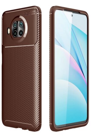 Xiaomi Mi 10T Lite Kılıf Auto Focus Karbon Kapak - Kahverengi-(5796)