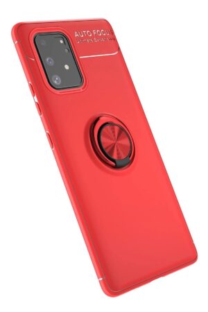 Samsung Galaxy A91 / S10 Lite Kılıf Range Yüzüklü Silikon - Kırmızı-(5796)