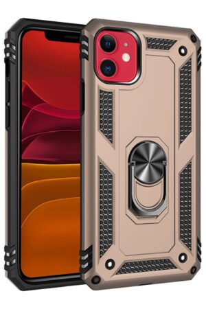 iPhone 11 Kılıf Sofya Yüzüklü Silikon Kapak - Gold-(5796)