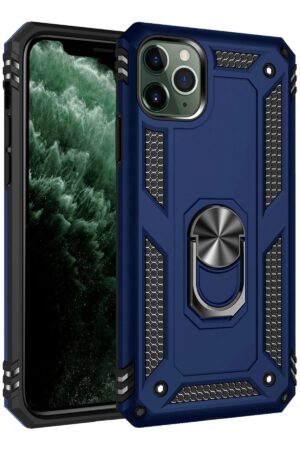 iPhone 11 Pro Kılıf Sofya Yüzüklü Silikon Kapak - Lacivert-(5796)