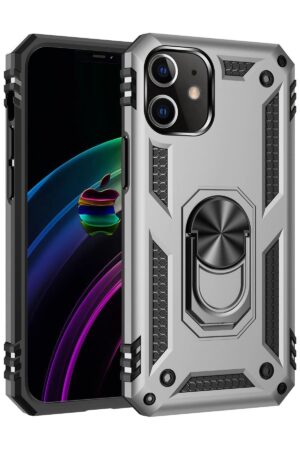 iPhone 12 Mini Kılıf Sofya Yüzüklü Silikon Kapak - Gümüş-(5796)