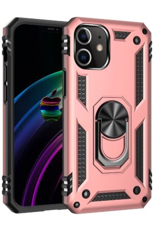 iPhone 12 Mini Kılıf Sofya Yüzüklü Silikon Kapak - Rose-(5796)